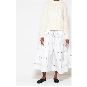 NWOT Cecilie Bahnsen Lilly Embroidered Midi Skirt White